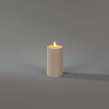 Konstsmide - LED blokkaars op batterijen met flakkervlam - Ø 7 x 12 cm - IP44 - beige