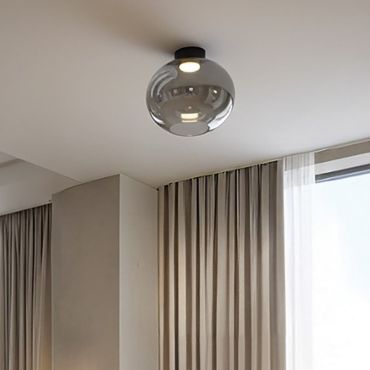 VK Lighting Iori - plafondlamp - Ø 20 x 19 cm - 5W LED incl. - zwart en rookgrijs
