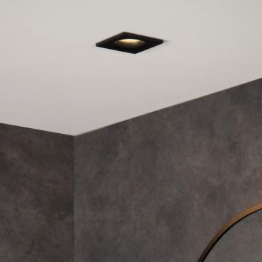 Lucide Ziva - inbouwspot - 85 x 85 mm, Ø 75 mm inbouwmaat - IP44 - zwart
