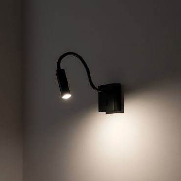 Nova Luce Madison - wandlamp met schakelaar - 8 x 8 x 32 cm - 3W LED incl. - zwart