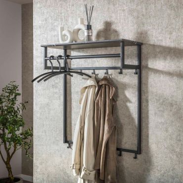 Vico Tenaro - kapstok met wandschap - 80 x 30 x 90 cm - grafiet