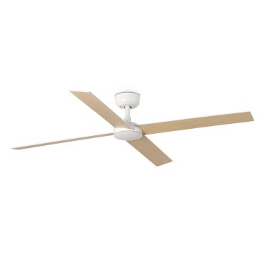 Faro Rudder L 4 - plafondventilator - Ø 132 cm - mat wit en essen
