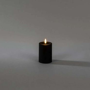 Konstsmide - LED blokkaars op batterijen met flakkervlam - Ø 7 x 10 cm - IP44 - zwart