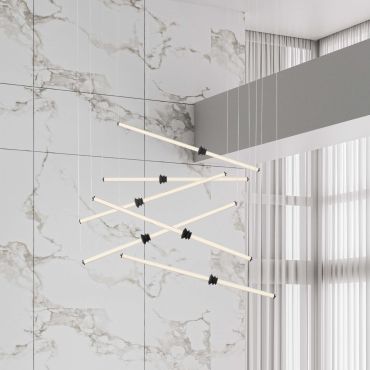 Nova Luce Stalactite - hanglamp - Ø 150 x 250 cm - 79W dimbare LED incl. - zandzwart