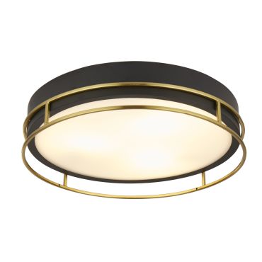 Searchlight Phoenix - plafondlamp - Ø 40 x 10 cm - IP44 - zwart en messing