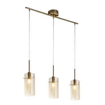 Searchlight Duo III - hanglamp - 71 x 13 x 130 cm - brons en champagne