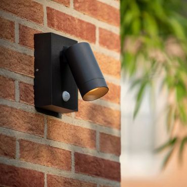 Lucide Taylor - buiten wandverlichting met sensor - 10 x 15 x 15,6 cm - IP44 - zwart