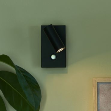 Nordlux Omari - opbouw wandlamp met schakelaar - 7 x 12 x 12 cm - 3 stappen dimmer - 3,2W LED incl. - zwart