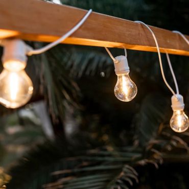 New Garden Garland Allegra - lichtslinger met vervangbare lichtbronnen - 8m slinger waarvan 3,25m snoer - 10 LED-lampen incl. - IP44 -  wit