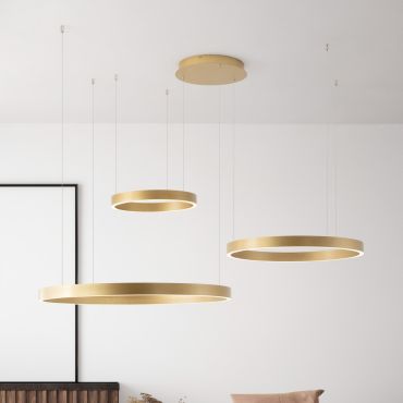 Nova Luce Elowen - hanglamp - 148 x 250 x 106 cm - 181W dimbare LED incl. - geborsteld goud