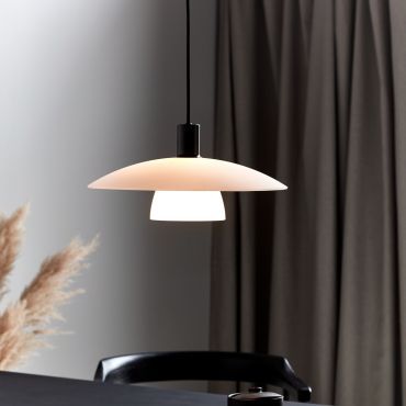 Nordlux Verona - hanglamp - Ø 40 x 218,8 cm - opaal wit en zwart