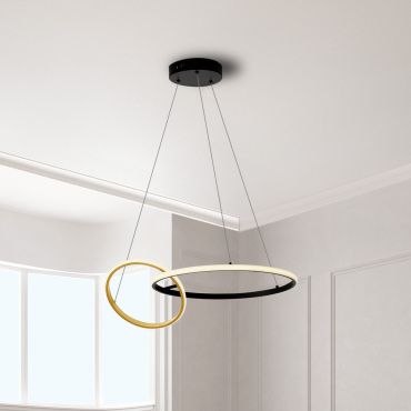 Nova Luce Imar - hanglamp - Ø 63 x 150 cm - 36W dimbare LED incl. - zandzwart en goud