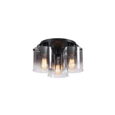 Searchlight Sweden - plafondverlichting - Ø 39 x 21 cm - mat zwart en gerookt ombre