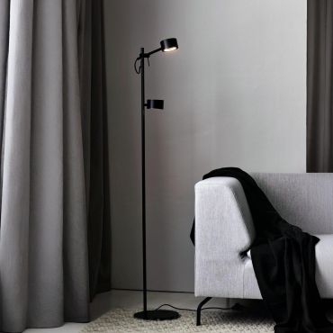 Nordlux Clyde - staanlamp - 138 cm - 3 stappen dimmer - 2 x 5,5W LED incl. - zwart