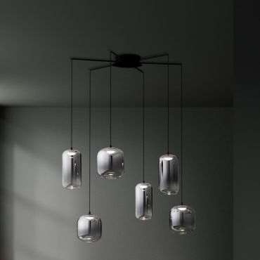 Nova Luce Aelia - hanglamp - Ø 72 x 145 cm - 25W dimbare LED incl. - mat zwart en rokerig grijs