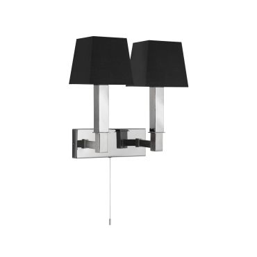 Searchlight Buckingham - wandverlichting met trekschakelaar - 23 x 21 cm - zwart