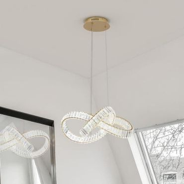 Nova Luce Conceto - hanglamp - Ø 60 x 120 cm - 49W dimbare LED incl. - goud