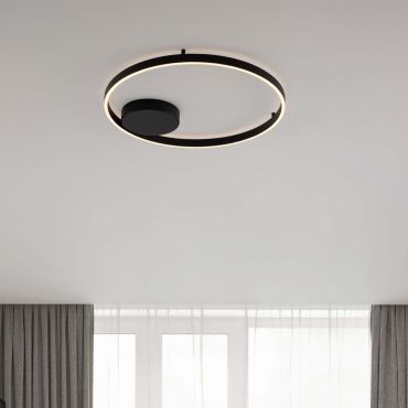 Nova Luce Hedra - plafondlamp - Ø 60 x 5 cm - 60W dimbare LED incl. - zandzwart