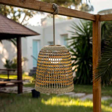 New Garden Positano - hanglamp met oplaadbare lichtbron en afstandsbediening - 9W dimbare LED incl. - Ø33 x 335 cm - IP54 - bruin
