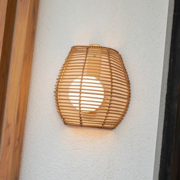 New Garden Bossa - buiten wandlamp met oplaadbare lichtbron en afstandsbediening - 9W dimbare LED incl. -  21 x 11,5 x 23 cm - IP54 - bruin