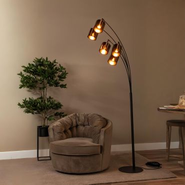 Lucide Rankos - vloerlamp - 30 x 71,5 x 200 cm - roestbruin