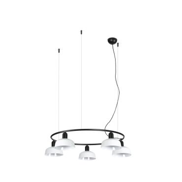 Faro Tatawin S - hanglamp - Ø 90 x 100 x 210 cm - satijnzwart en glanswit