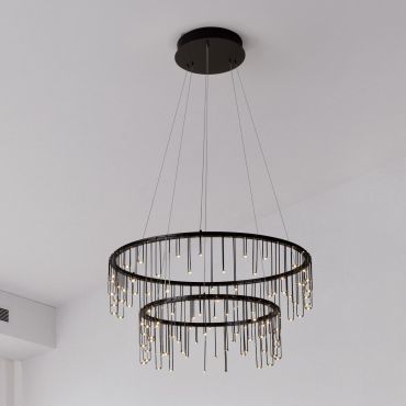 Nova Luce Stellar - hanglamp - Ø 65 x 150 cm - 41W dimbare LED incl. - zwart chroom