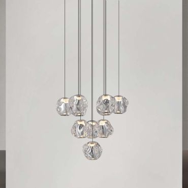 Nova Luce Ifos - hanglamp - Ø 40 x 220 cm - 48W dimbare LED incl. - zandzwart en chroomkleurig metaal
