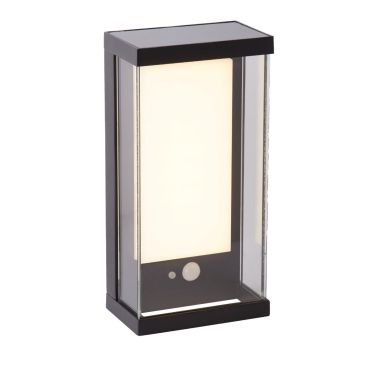 Searchlight Shine -  buiten wandverlichting met sensor op zonne-energie - 25,3 x 12,2 x 8,5 cm - 1W LED incl. - IP54 - antraciet