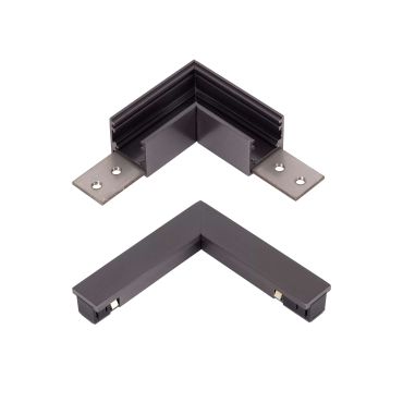 Lucide Linial - magnetisch railsysteem - horizontaal hoekprofiel &amp; elektrische connector - 9 x 9 x 1,8 cm - zwart mat chroom