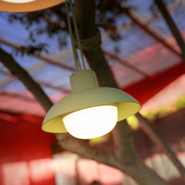New Garden Syros - oplaadbare hanglamp op batterij met afstandsbediening - Ø 20 x 9,5 cm - 9W dimbare LED incl. - IP54 - groen