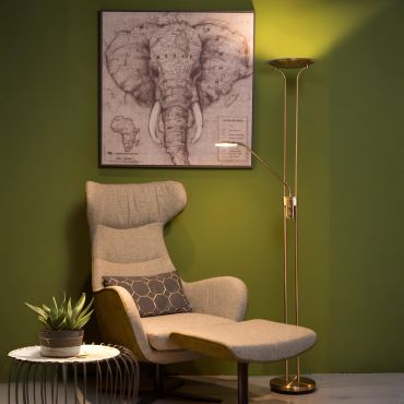 Lucide Champion - staanlamp - Ø 25,4 x 180 cm - 20W + 4W dimbare LED incl. - brons