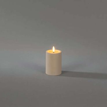 Konstsmide - LED blokkaars op batterijen met flakkervlam - Ø 7 x 10 cm - IP44 - beige