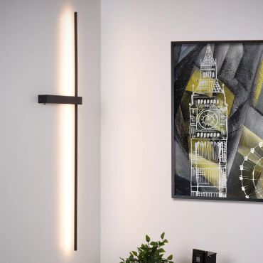 Lucide Segin - wandverlichting - 90 x 22 x 20 cm - 10W LED incl. - zwart
