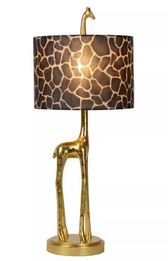 Lucide Extravaganza Miss Tall - tafellamp - Ø 25 x 60,5cm - Mat goud