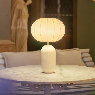 New Garden Rachel 45 - oplaadbare tafellamp op zonne-energie en op batterijen met afstandsbediening - Ø 27,9 x 44,3 cm - RGB + wit 5W LED incl. - IP65 - beige