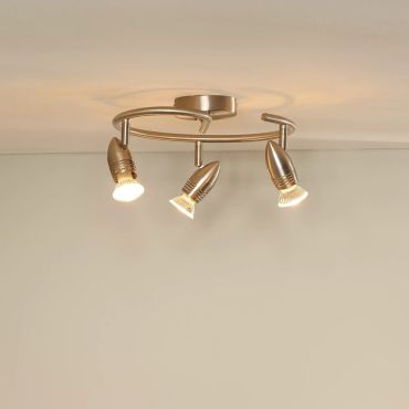 Lucide Caro - opbouwspot - Ø 31 x 13 cm - 3 x 5W LED incl. - satijn chroom