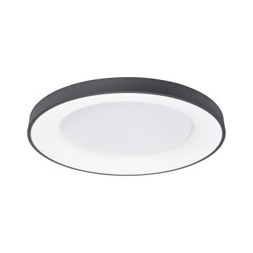 Nova Luce Rando Thin - plafondverlichting - Ø 60 x 9 cm - 50W dimbare LED incl. - zand zwart - warm witte lichtkleur