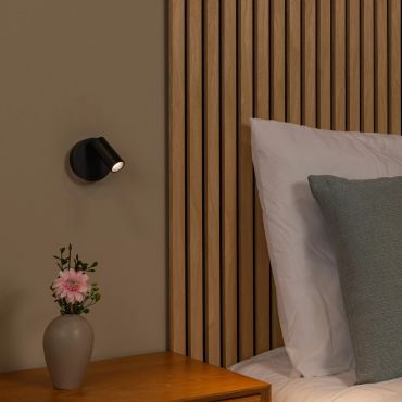 Lucide Toni - oplaadbare wandlamp - Ø 8,1 x 12,4 cm - 2W dimbare LED incl. - zwart
