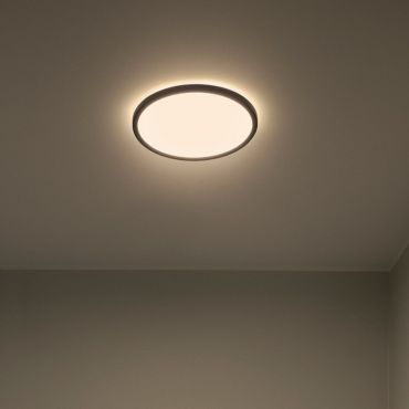 Nordlux Oja - plafondverlichting - Ø 29,4 x 2,3 cm - 17W dimbare LED incl. (3000K/4000K) - IP54 - zwart