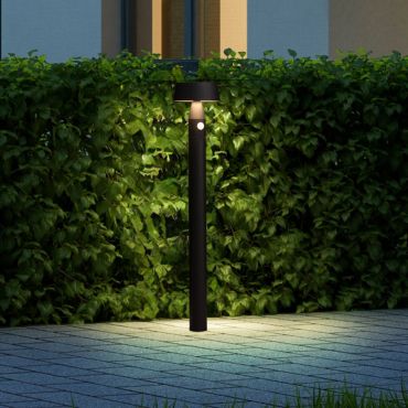 Nova Luce Chiaro - tuinpaal op zonne-energie - Ø 17 x 90 cm - 1W LED incl. - IP54 - zandzwart