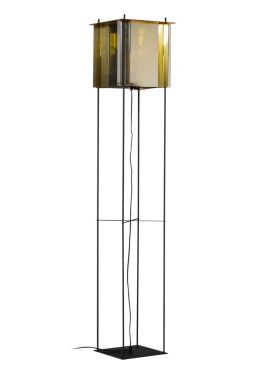 ETH Cube - vloerlamp - 30 x 30 x  160 cm - zwart, goud en zilver