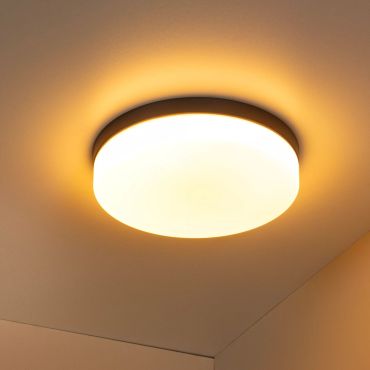 Lucide Biskit - plafondlamp met bewegingssensor - Ø 34,5 x 7,5 cm - 24W LED incl. - IP44 - zwart