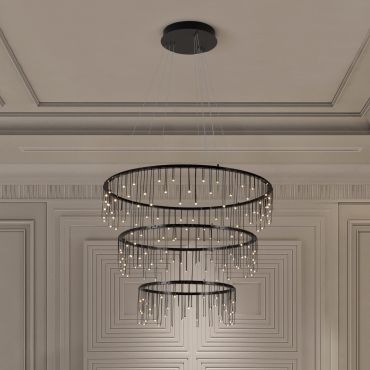 Nova Luce Stellar - hanglamp - Ø 80 x 200 cm - 72W dimbare LED incl. - zwart chroom