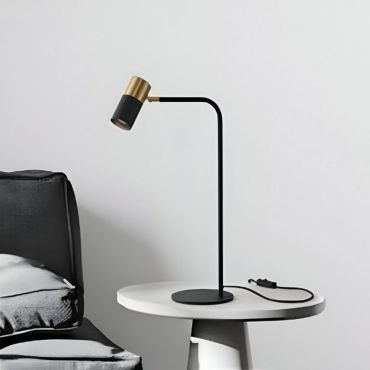 Nova Luce Pongo - tafellamp met schakelaar en USB-stekker - Ø 16 x 55 cm - zandzwart en goud