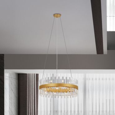 Nova Luce Crown - hanglamp - Ø 75 x 150 cm - satijn goud