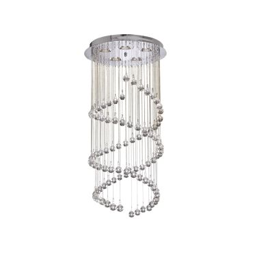 Searchlight Hallway - hanglamp - Ø 39 x 80 cm - chroom en transparant