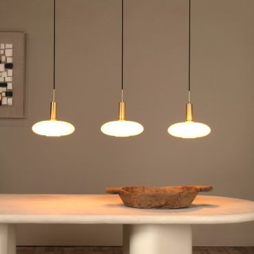 Lucide Singala 3L - hanglamp - 126 x 30 x 169 cm - opaal en goud