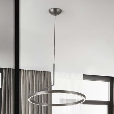 Nova Luce Tilia - hanglamp - Ø 60 x 250 cm - 31W dimbare LED incl. - mistig nikkel