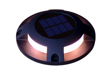 Century Italia Step Solar - grondspot op zonne-energie met dag/nacht sensor - Ø12 x 2,6 cm - 0,04W LED incl. - IP67 - zwart - 4000K